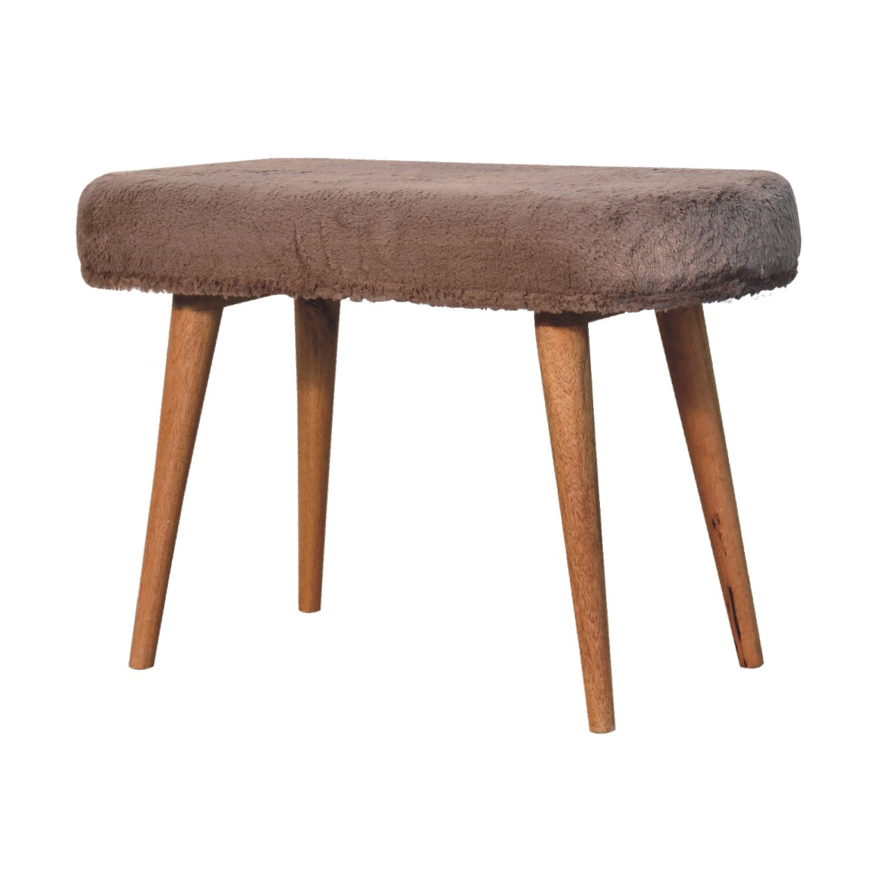 Mocha Faux Fur Fabric Bench - Luxe Home Comforts