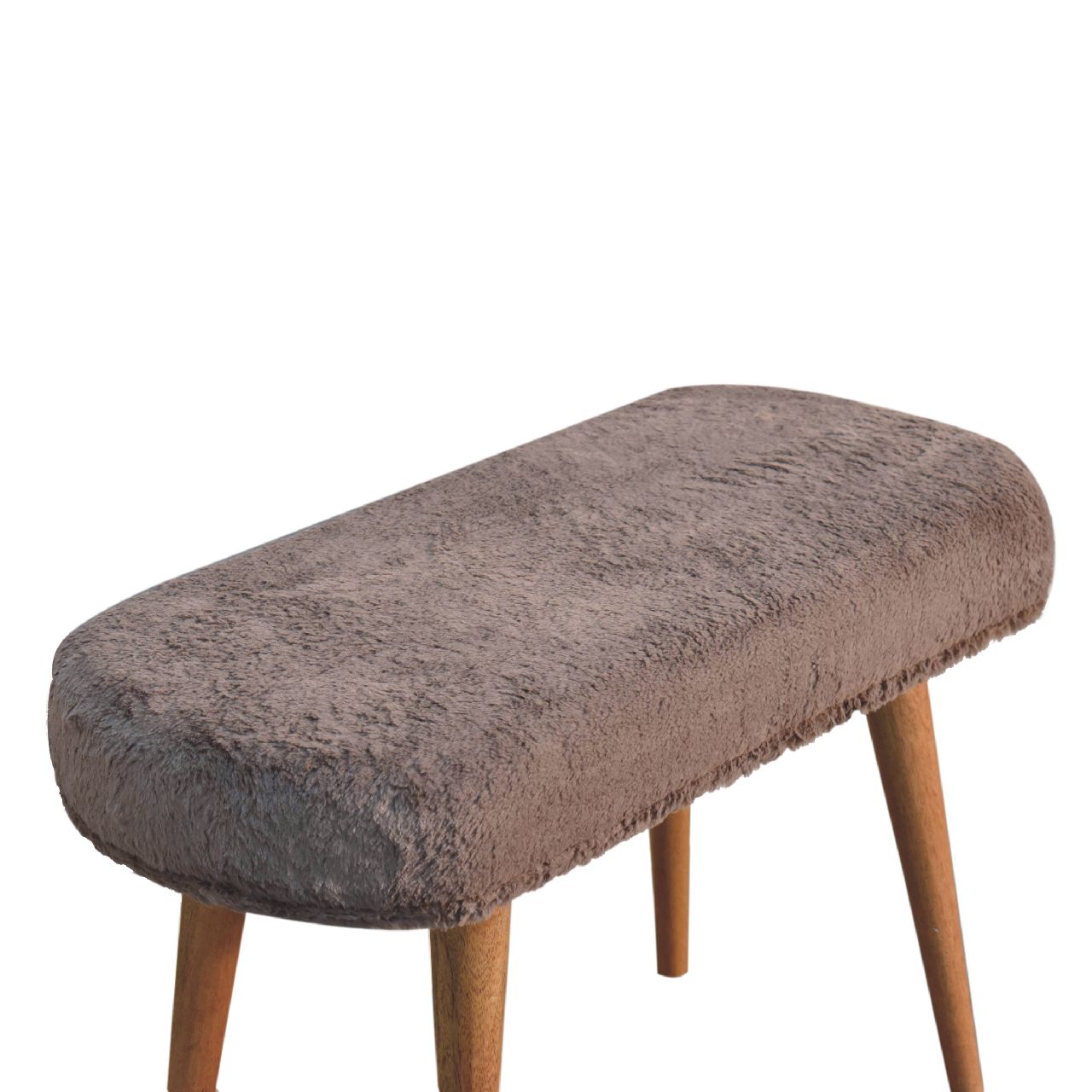 Mocha Faux Fur Fabric Bench - Luxe Home Comforts