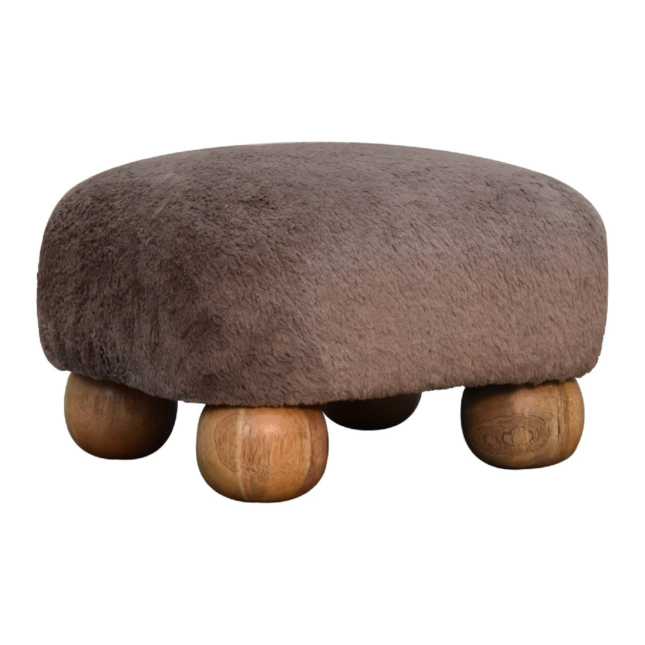 Mocha Faux Fur Nordic Footstool - Luxe Home Comforts