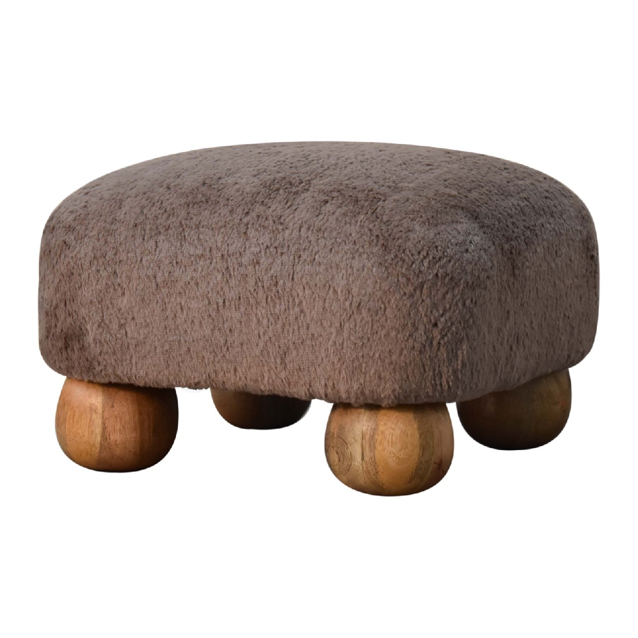 Mocha Faux Fur Nordic Footstool - Luxe Home Comforts