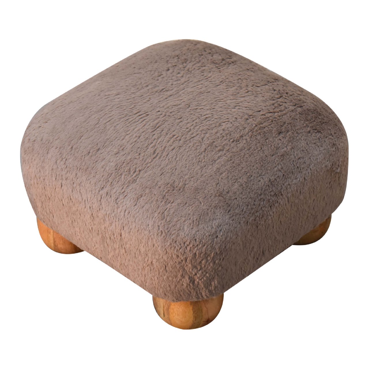 Mocha Faux Fur Nordic Footstool - Luxe Home Comforts