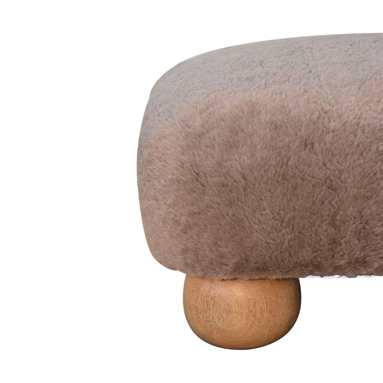 Mocha Faux Fur Nordic Footstool - Luxe Home Comforts