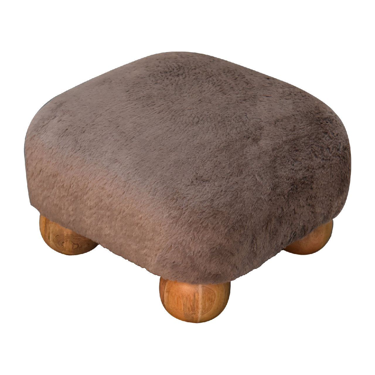Mocha Faux Fur Nordic Footstool - Luxe Home Comforts