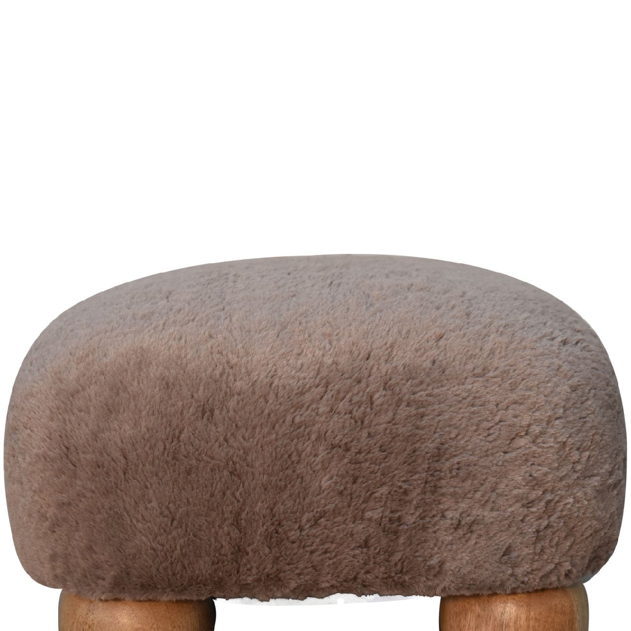 Mocha Faux Fur Nordic Footstool - Luxe Home Comforts