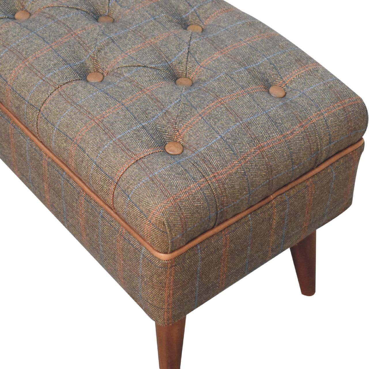 Multi Tweed Buffalo Pipe Bench - Luxe Home Comforts