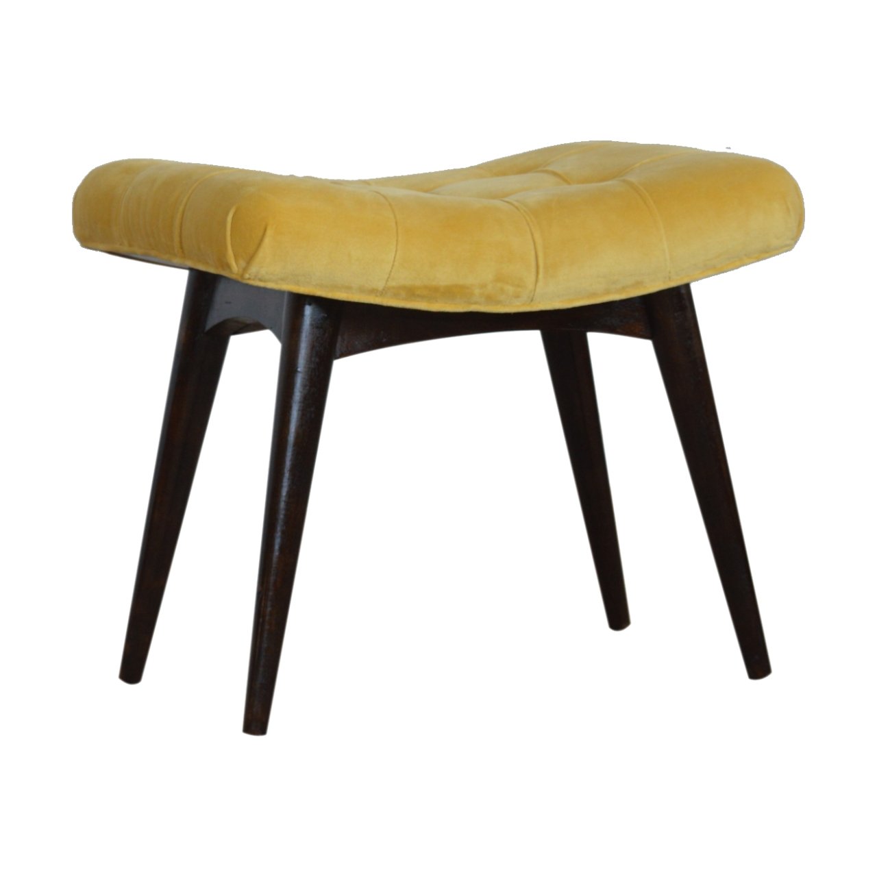 Mustard Cotton Velvet Curved Bench - Luxe Home Comforts