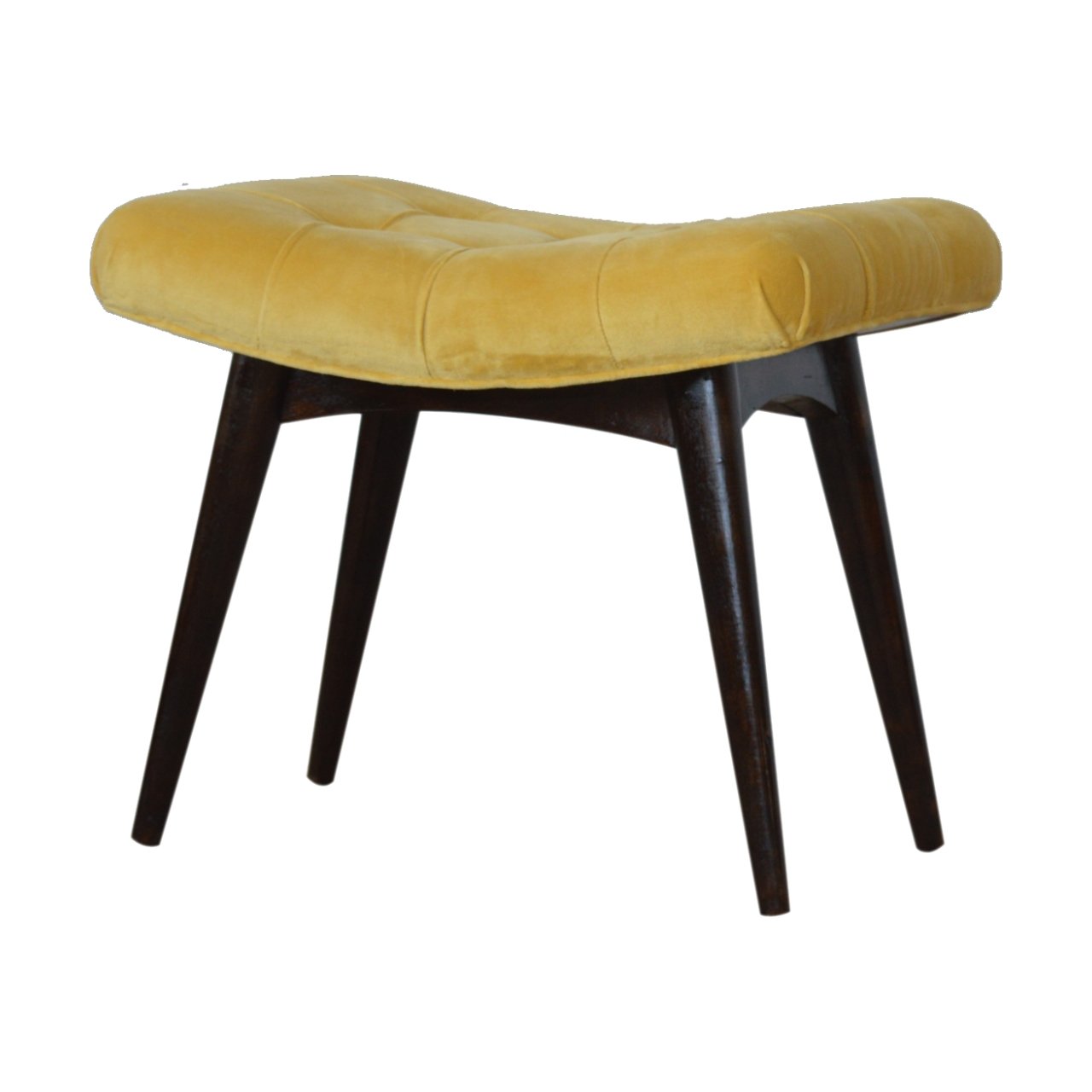 Mustard Cotton Velvet Curved Bench - Luxe Home Comforts