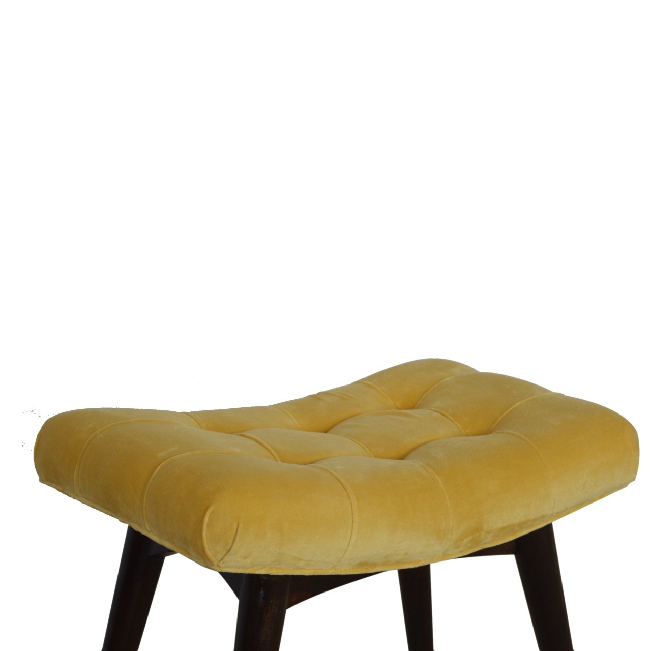 Mustard Cotton Velvet Curved Bench - Luxe Home Comforts