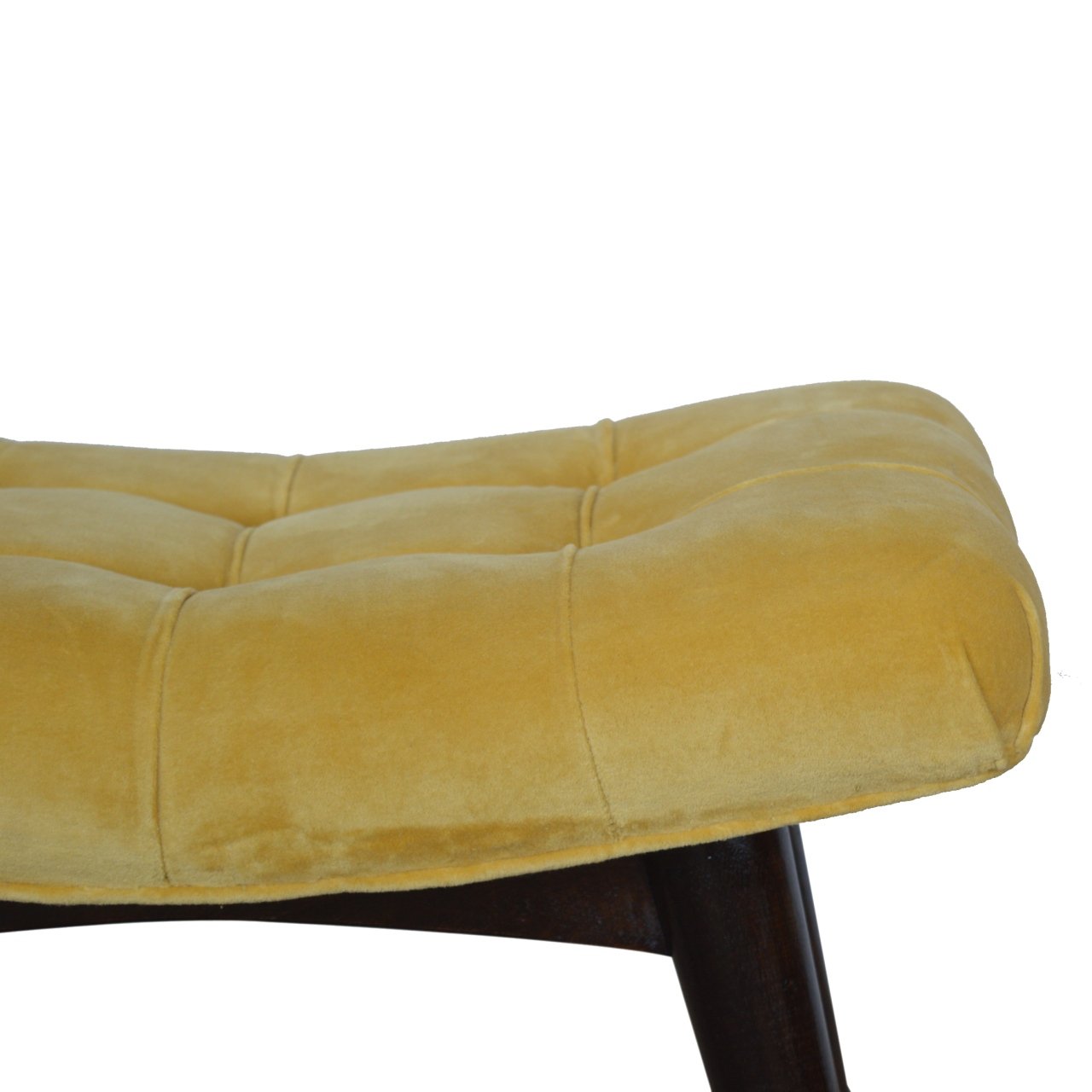 Mustard Cotton Velvet Curved Bench - Luxe Home Comforts