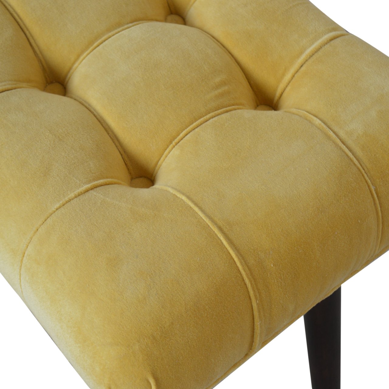 Mustard Cotton Velvet Curved Bench - Luxe Home Comforts