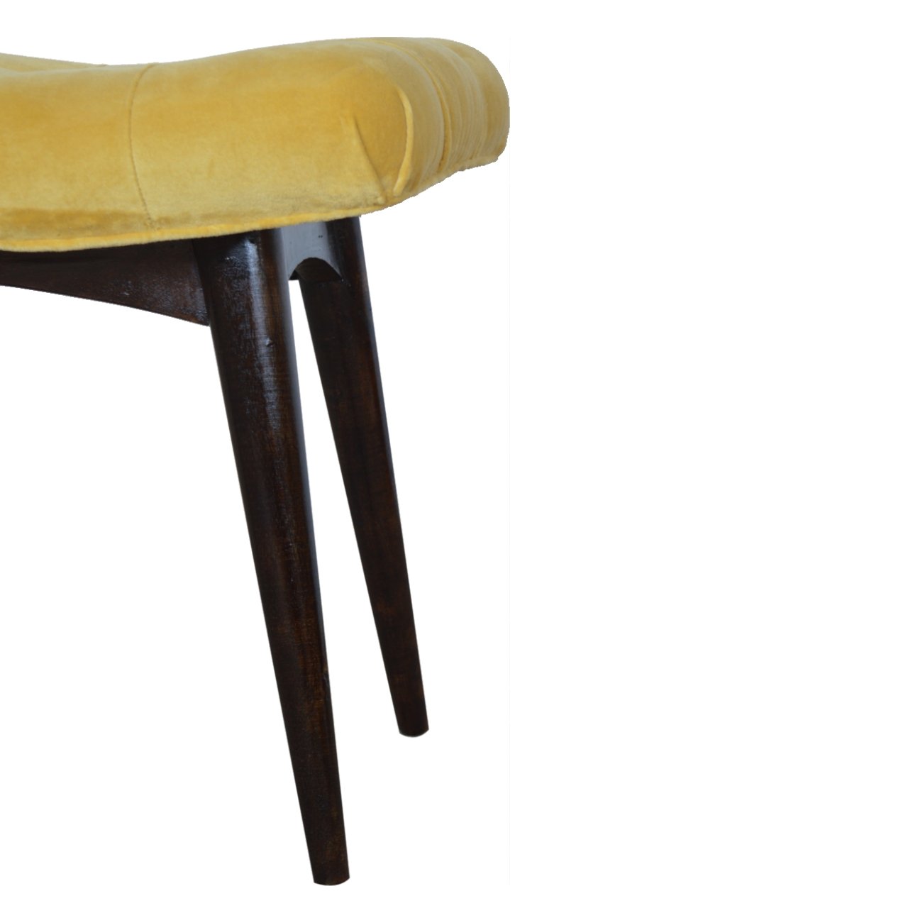 Mustard Cotton Velvet Curved Bench - Luxe Home Comforts