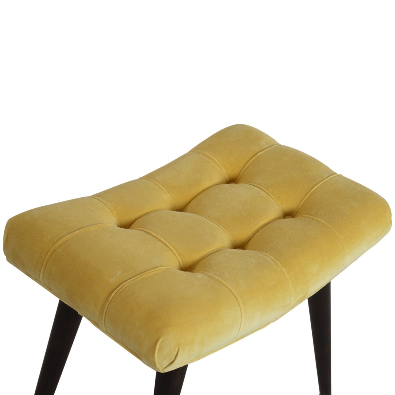 Mustard Cotton Velvet Curved Bench - Luxe Home Comforts