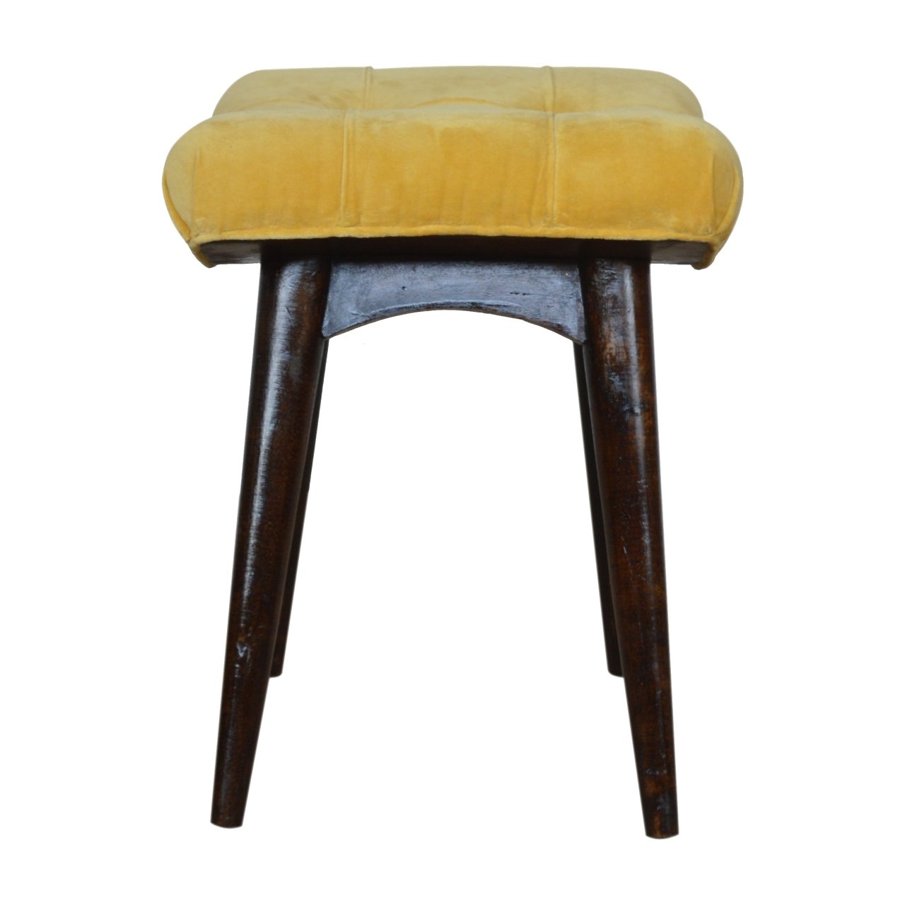 Mustard Cotton Velvet Curved Bench - Luxe Home Comforts