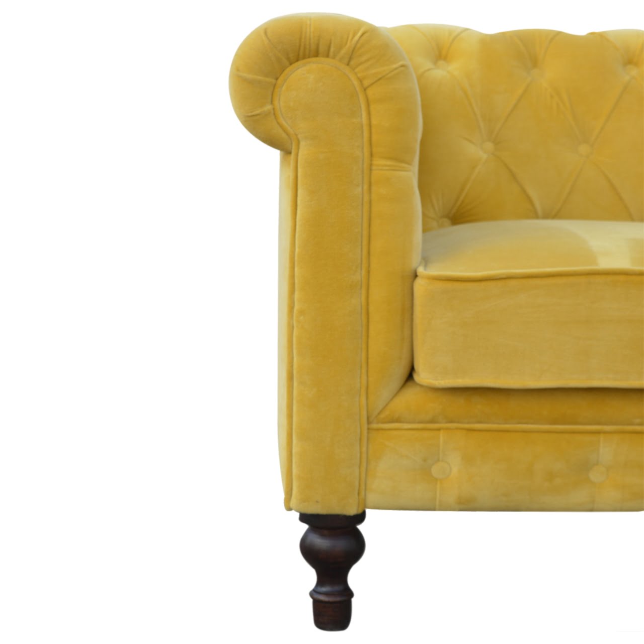 Mustard Velvet Chesterfield Sofa - Luxe Home Comforts