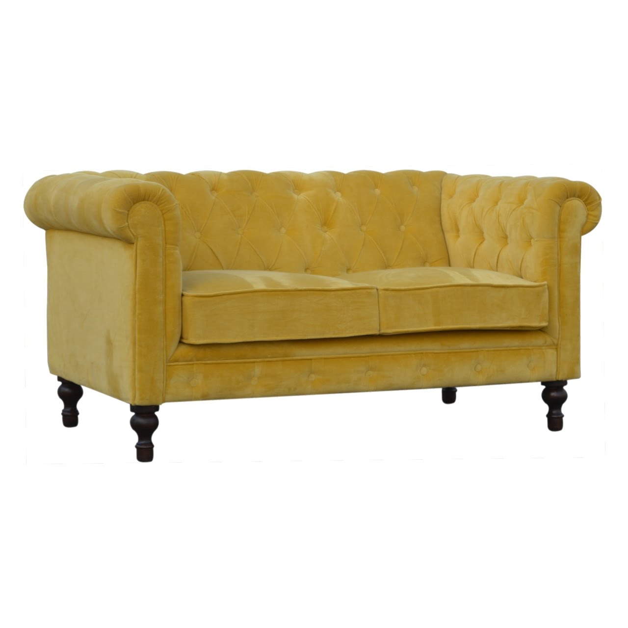 Mustard Velvet Chesterfield Sofa - Luxe Home Comforts
