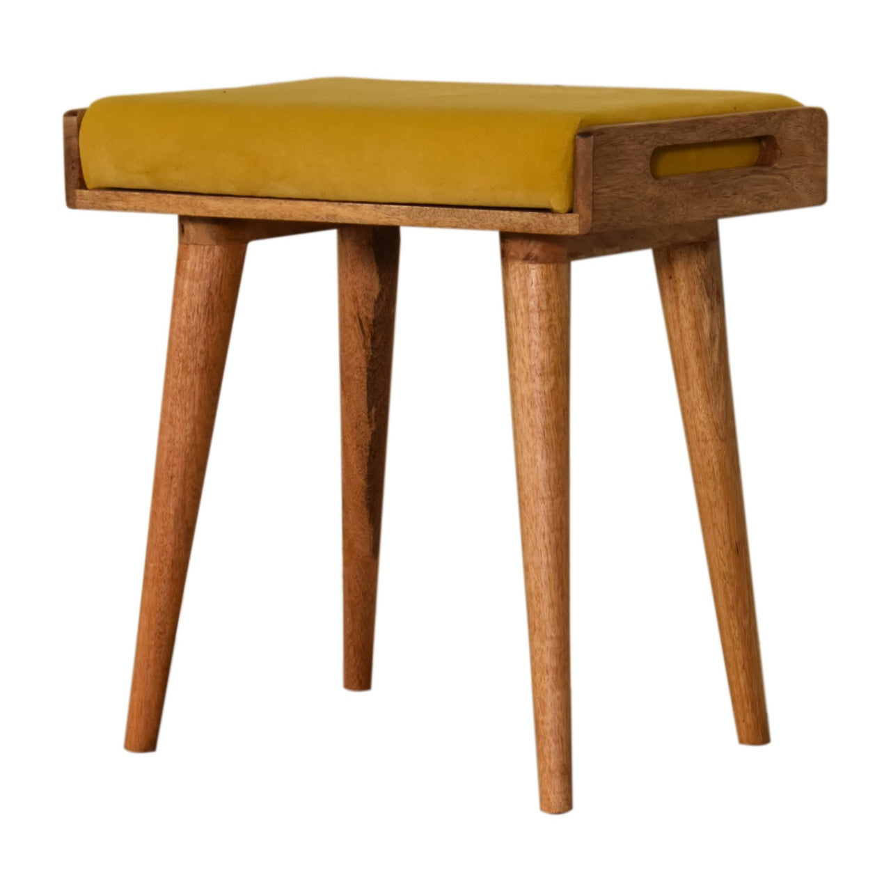 Mustard Velvet Tray Style Footstool - Luxe Home Comforts