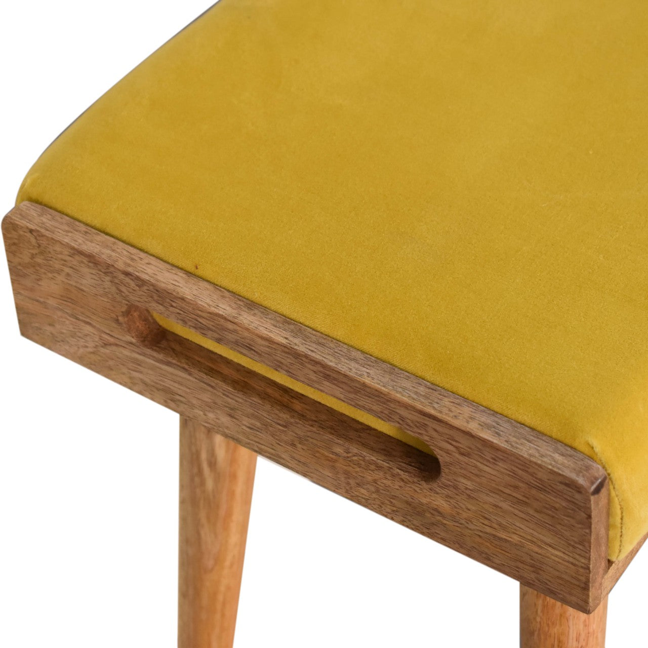 Mustard Velvet Tray Style Footstool - Luxe Home Comforts