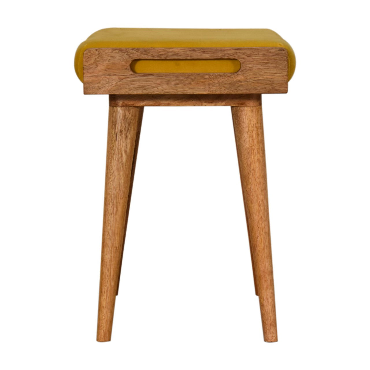 Mustard Velvet Tray Style Footstool - Luxe Home Comforts