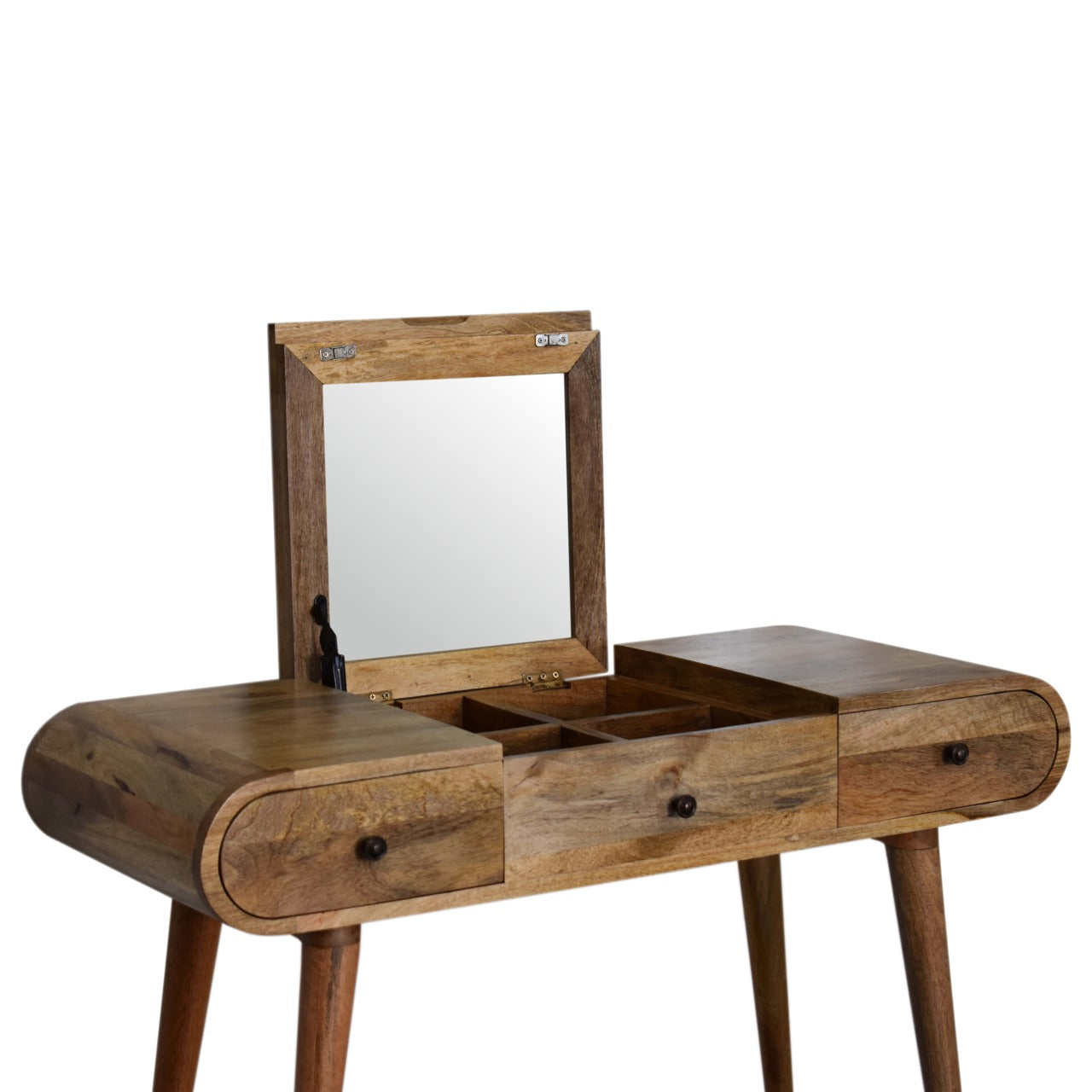 Oak-ish Round Dressing Table - Luxe Home Comforts