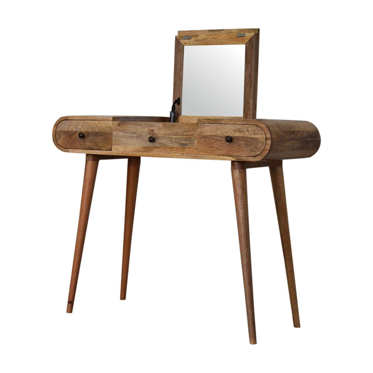 Oak-ish Round Dressing Table - Luxe Home Comforts