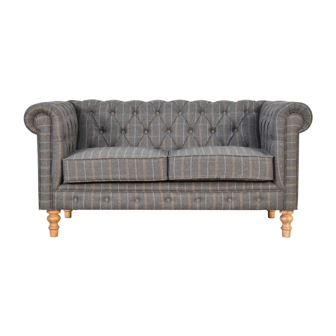 Pewter Tweed 2 Seat Chesterfield Sofa - Luxe Home Comforts