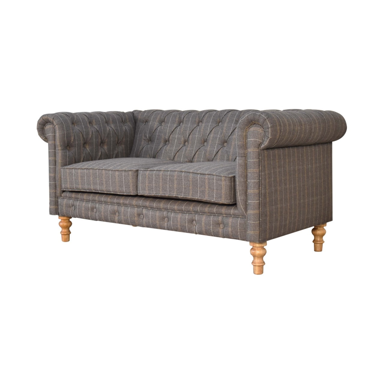 Pewter Tweed 2 Seat Chesterfield Sofa - Luxe Home Comforts