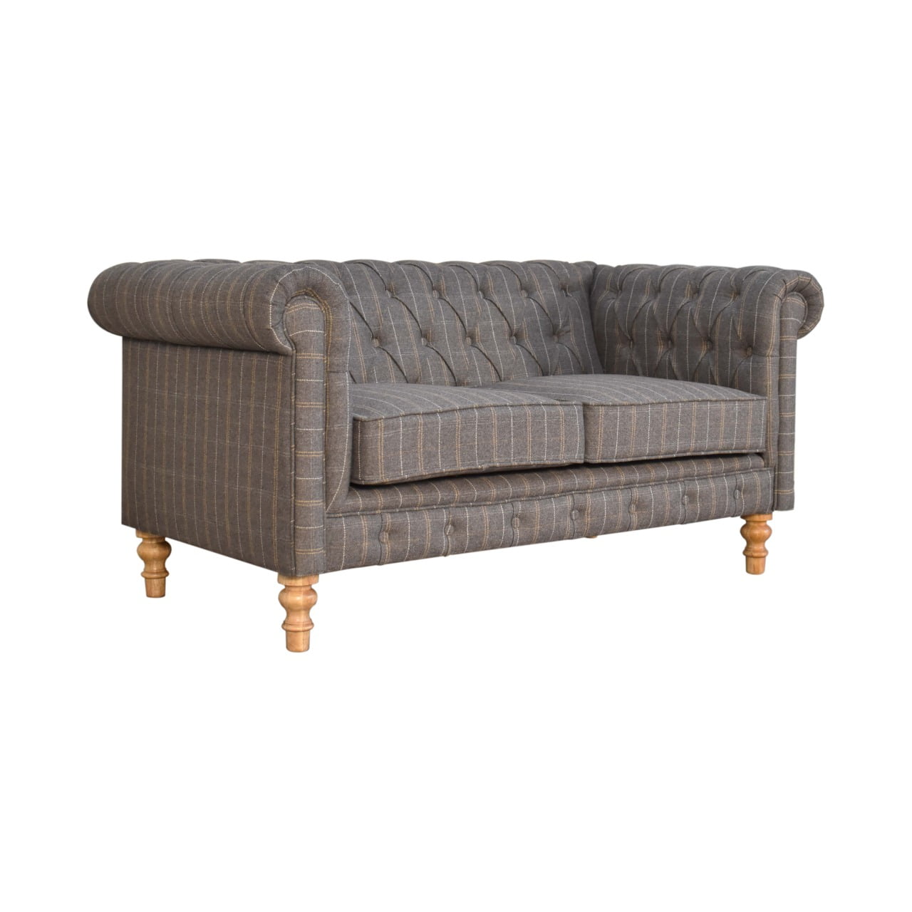 Pewter Tweed 2 Seat Chesterfield Sofa - Luxe Home Comforts