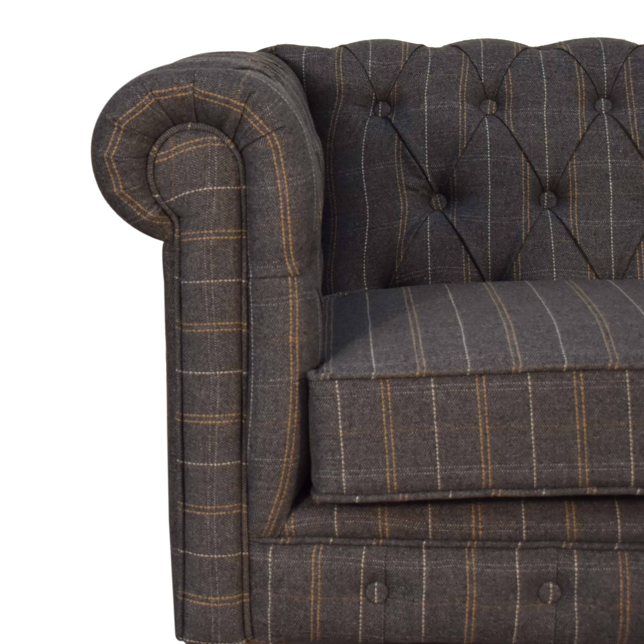 Pewter Tweed 2 Seat Chesterfield Sofa - Luxe Home Comforts
