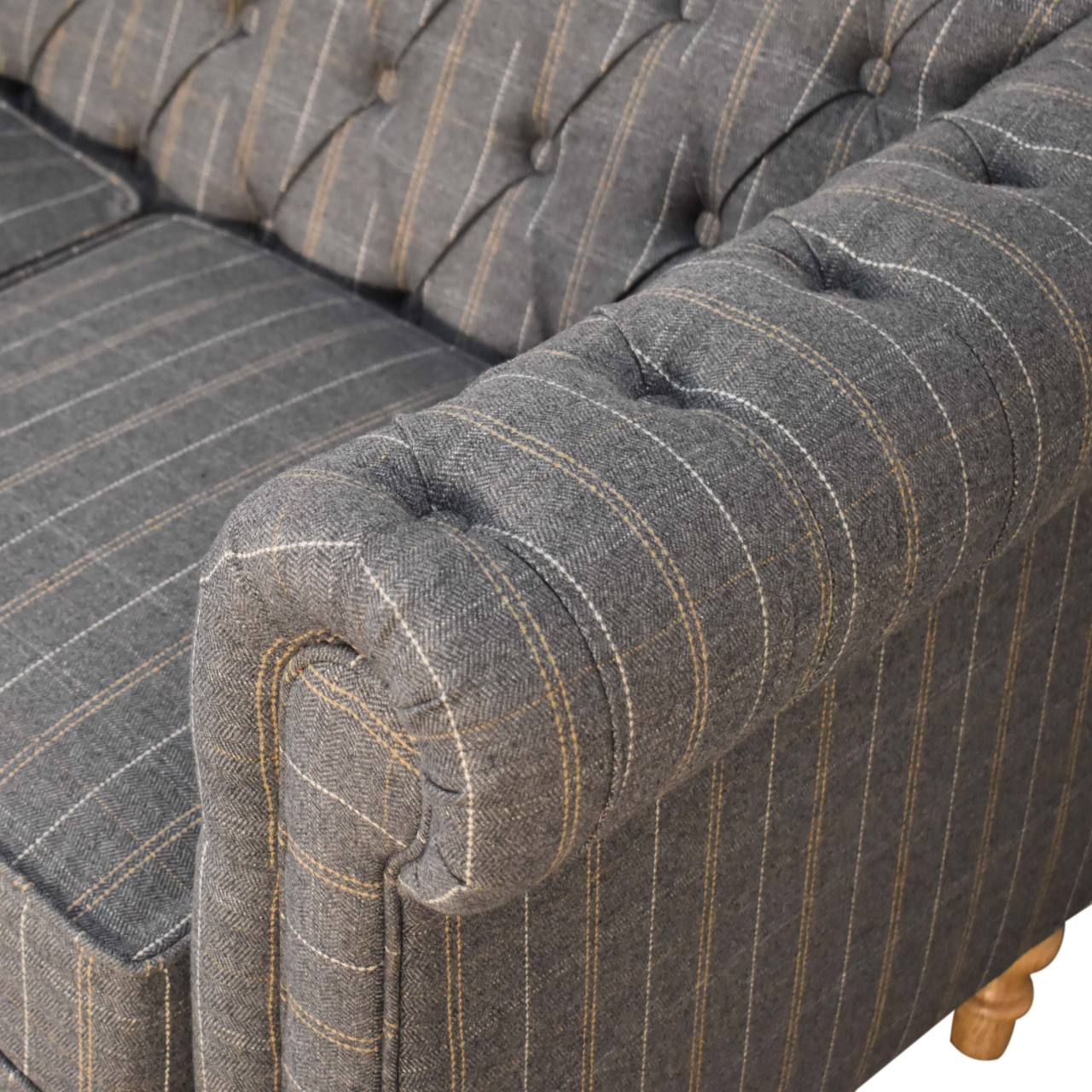 Pewter Tweed 2 Seat Chesterfield Sofa - Luxe Home Comforts