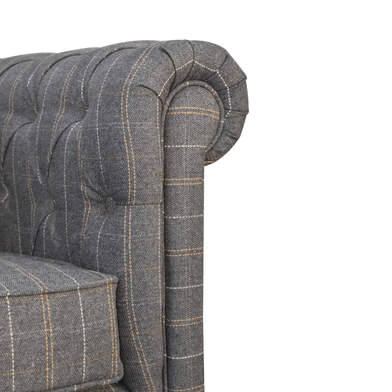 Pewter Tweed Chesterfield Armchair - Luxe Home Comforts