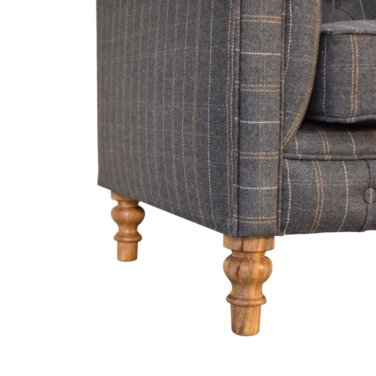 Pewter Tweed Chesterfield Armchair - Luxe Home Comforts