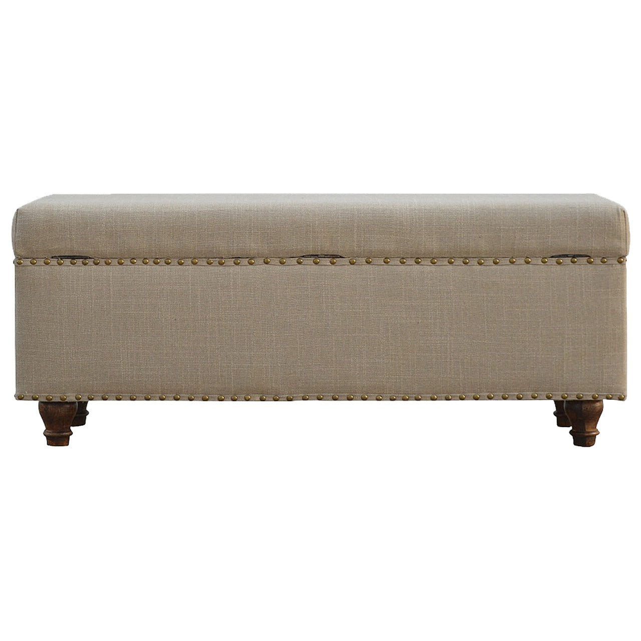 Studded Linen Lid-up Bench - Luxe Home Comforts