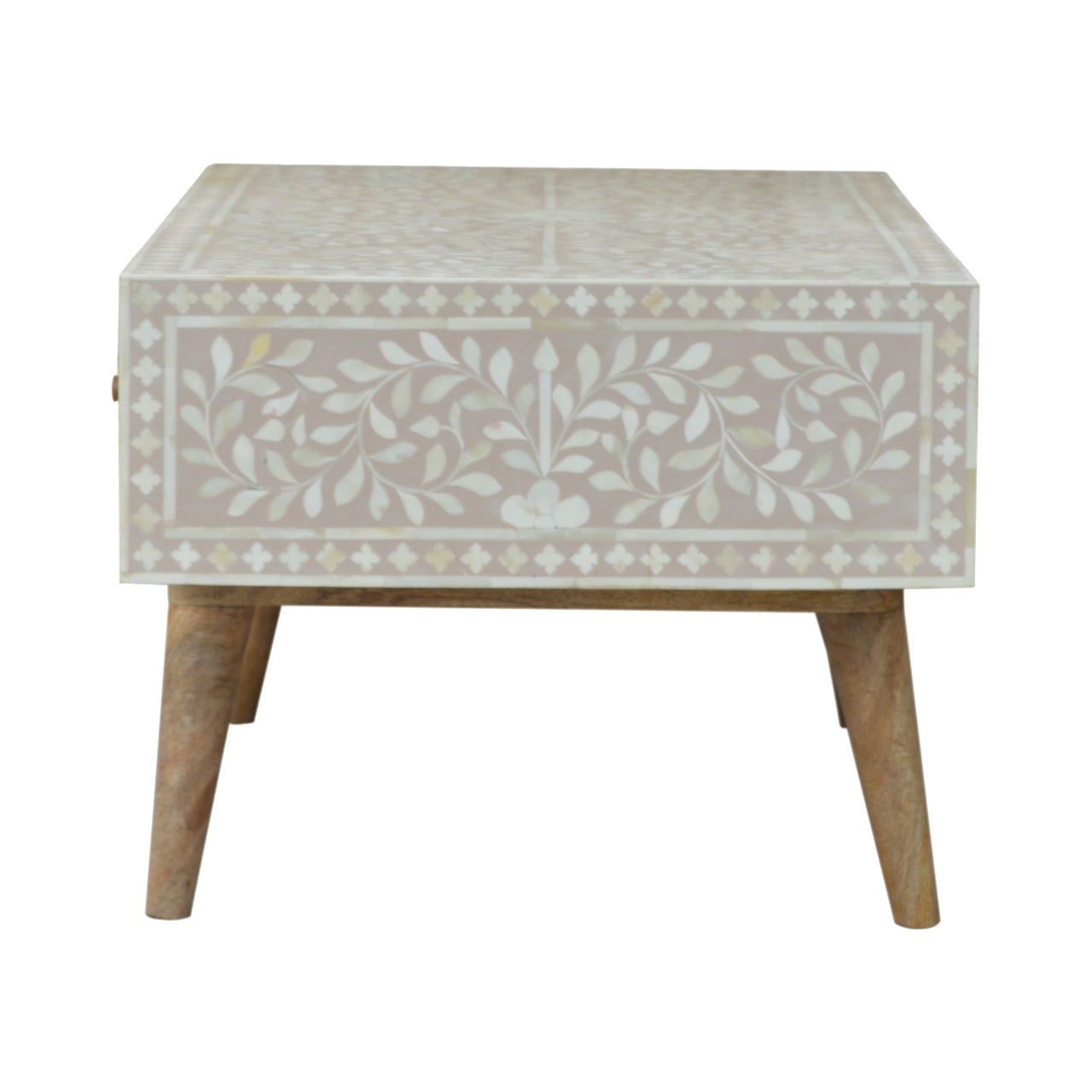Taupe Floral Bone Coffee Table - Luxe Home Comforts