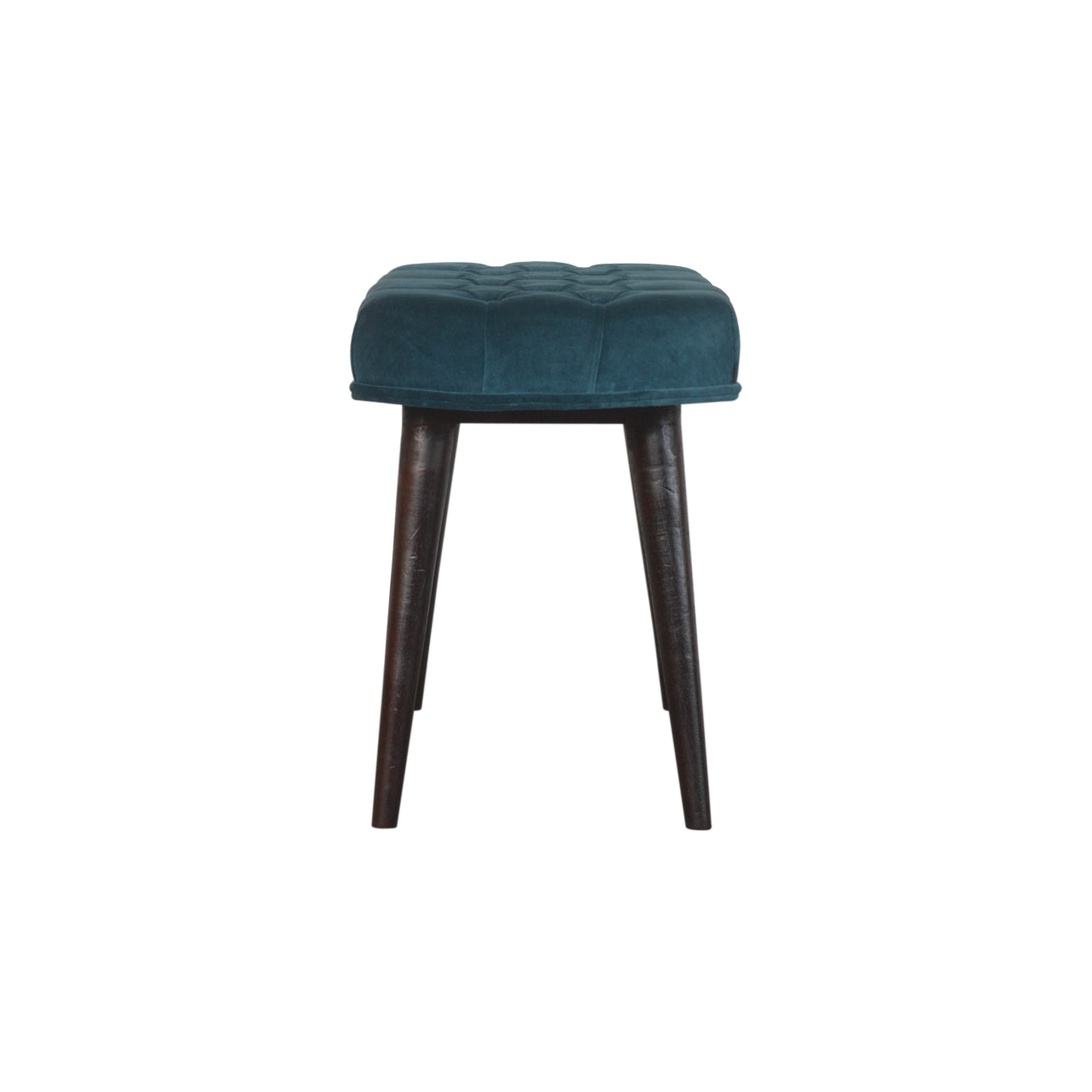 Teal Cotton Velvet Button Bench - Luxe Home Comforts