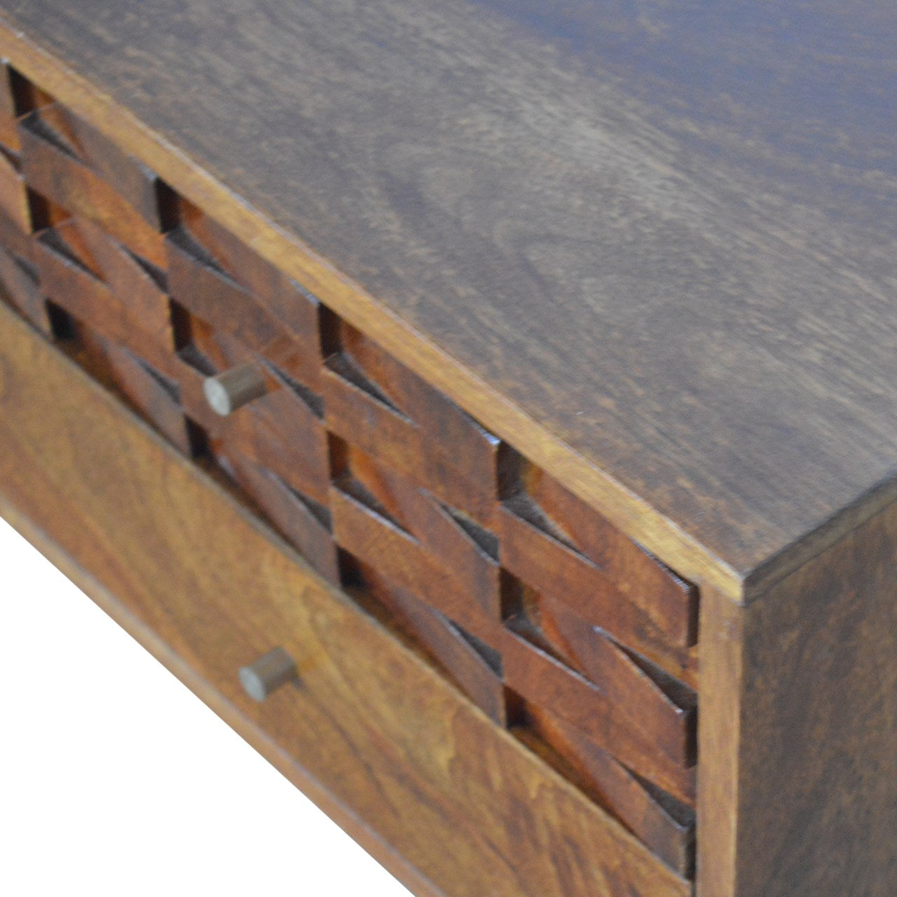 Tile Carved Chestnut TV Unit - Luxe Home Comforts