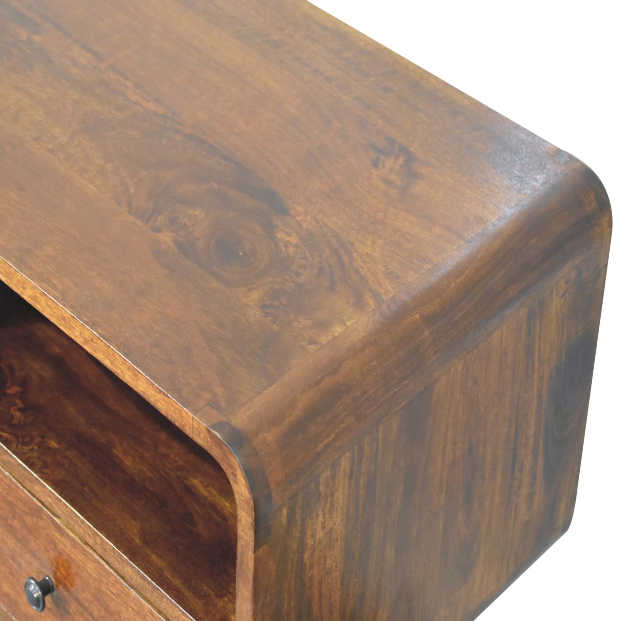 Triple Curved Chestnut Console Table - Luxe Home Comforts