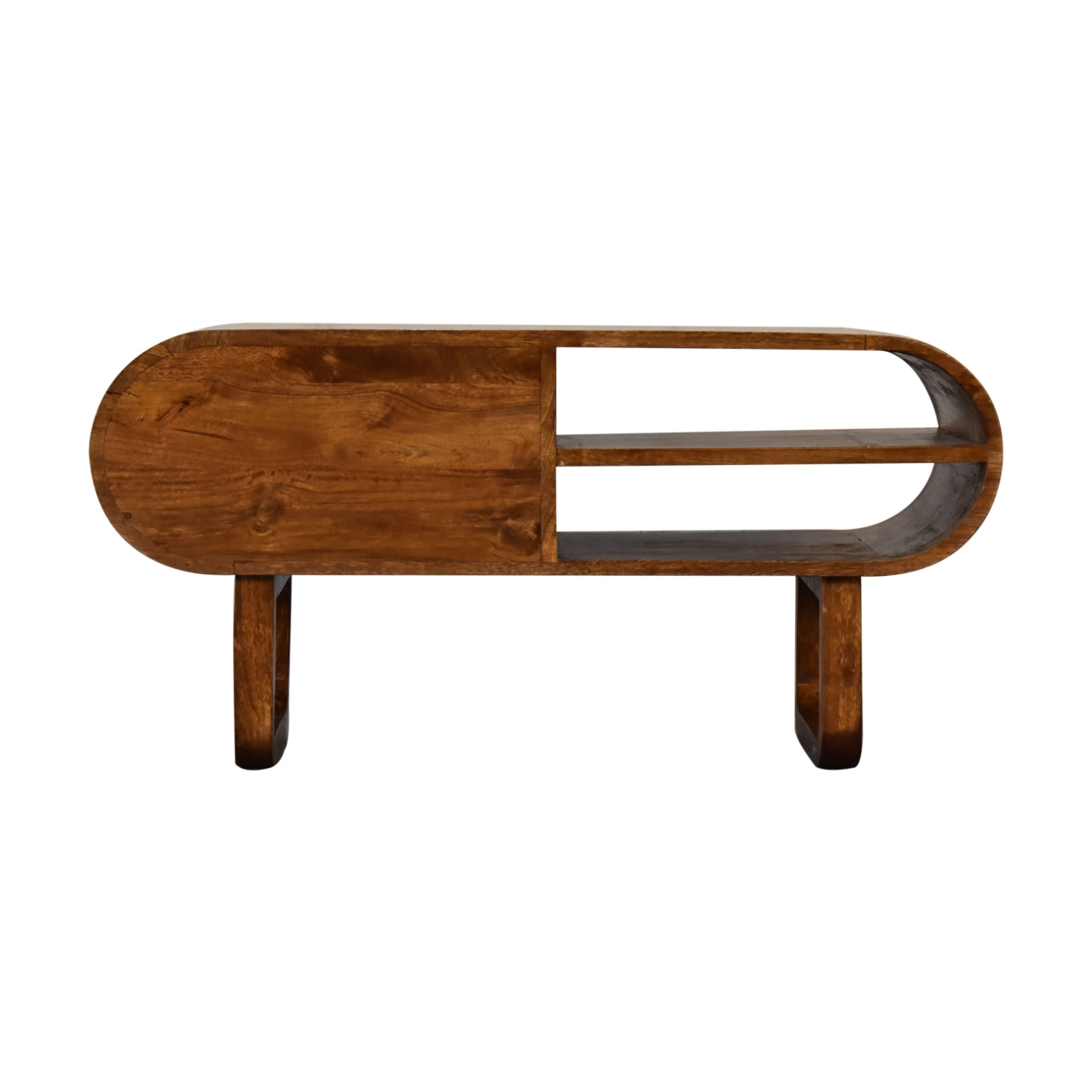 U-Round London Chestnut Media Unit - Luxe Home Comforts