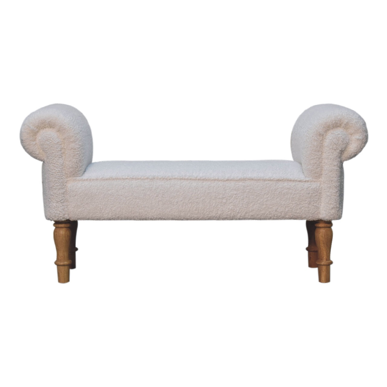 White Boucle Bedroom Bench - Luxe Home Comforts