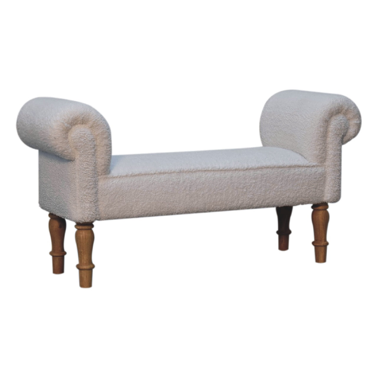 White Boucle Bedroom Bench - Luxe Home Comforts