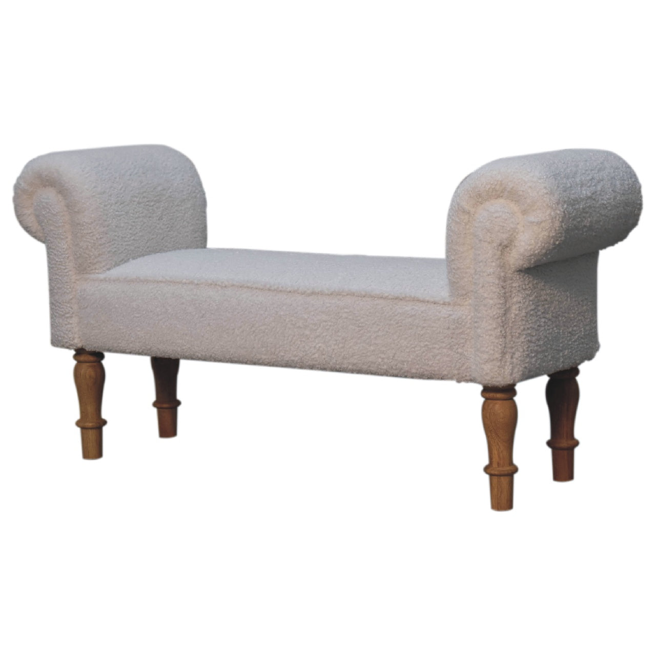 White Boucle Bedroom Bench - Luxe Home Comforts