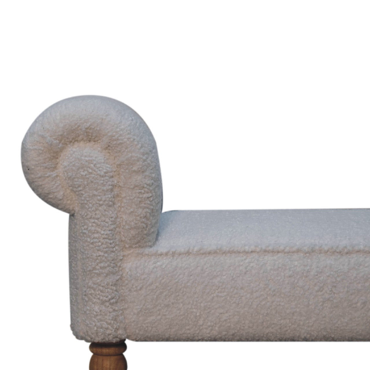 White Boucle Bedroom Bench - Luxe Home Comforts