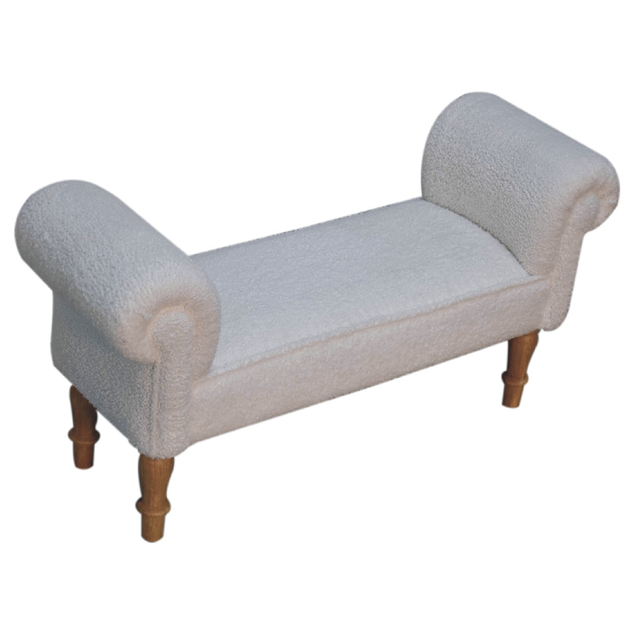 White Boucle Bedroom Bench - Luxe Home Comforts