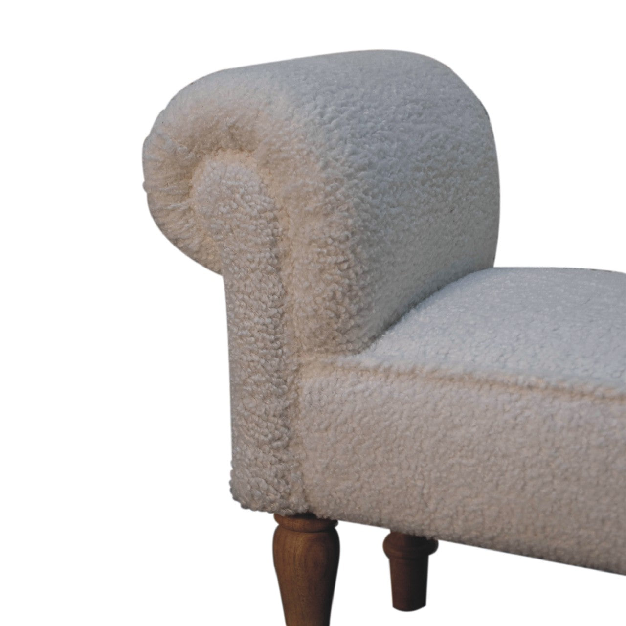 White Boucle Bedroom Bench - Luxe Home Comforts