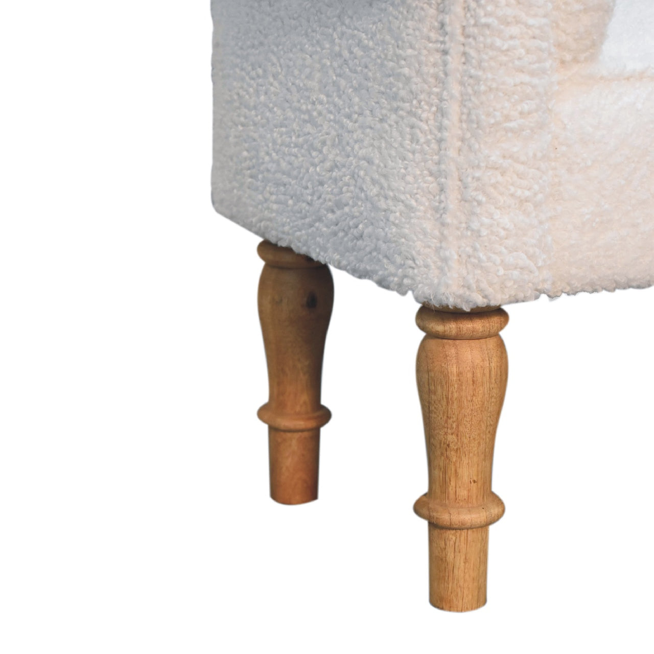 White Boucle Bedroom Bench - Luxe Home Comforts