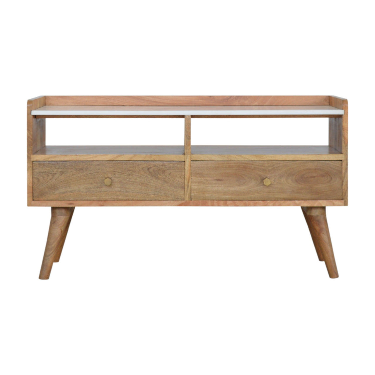 White Marble Top Media Unit - Luxe Home Comforts