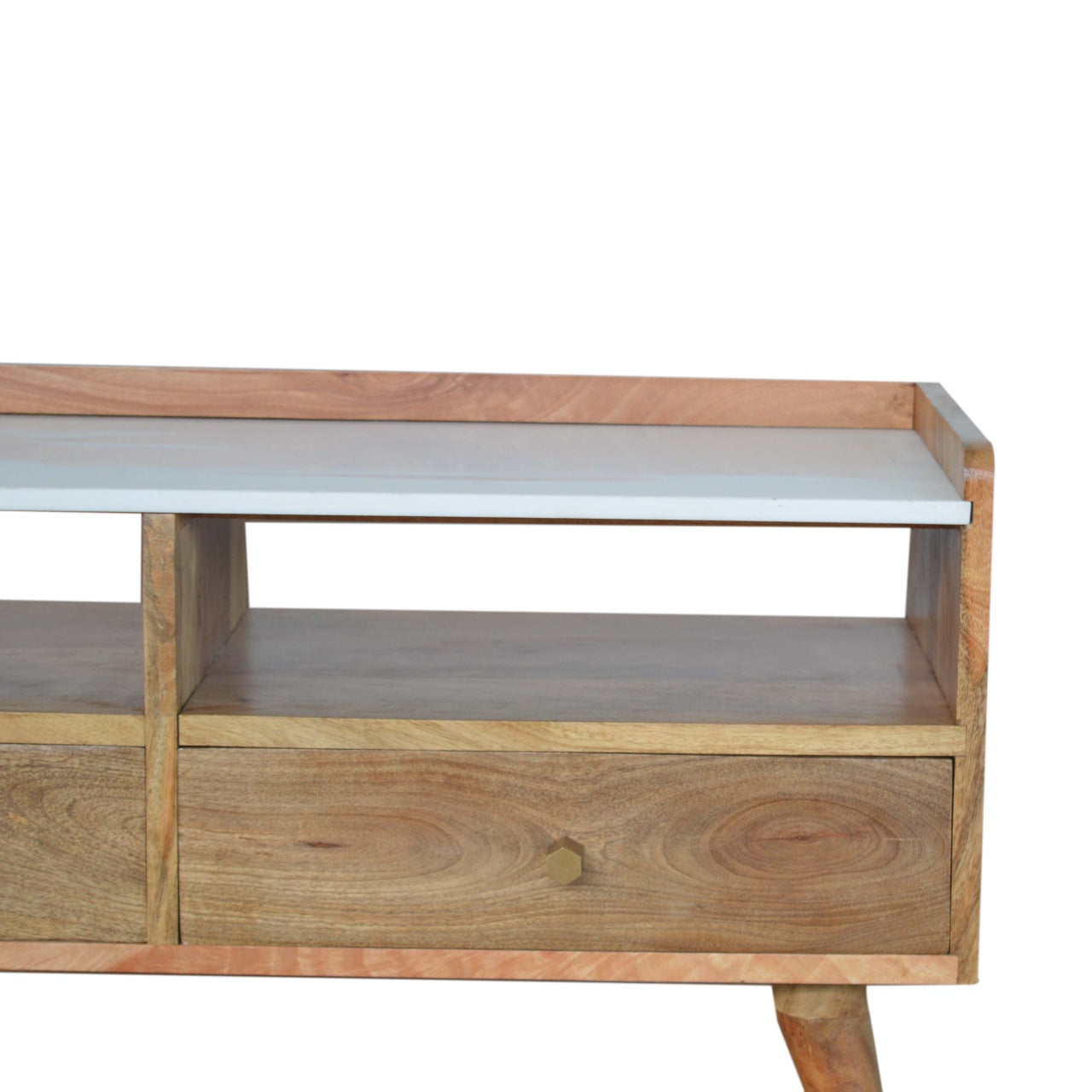 White Marble Top Media Unit - Luxe Home Comforts
