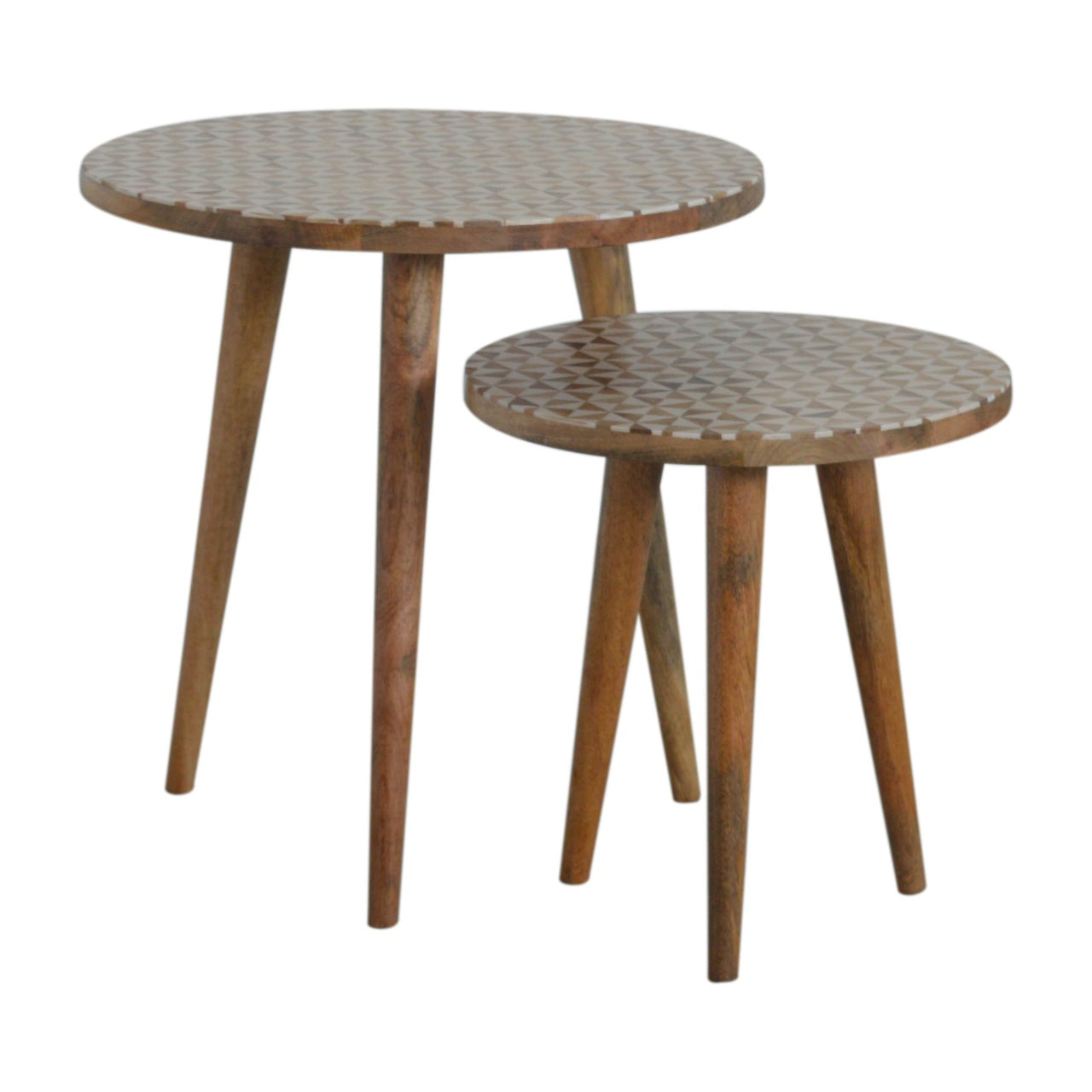 White Pattern Footstool Set of 2 - Luxe Home Comforts
