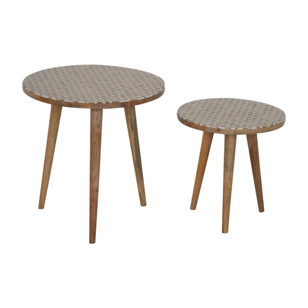 White Pattern Footstool Set of 2 - Luxe Home Comforts