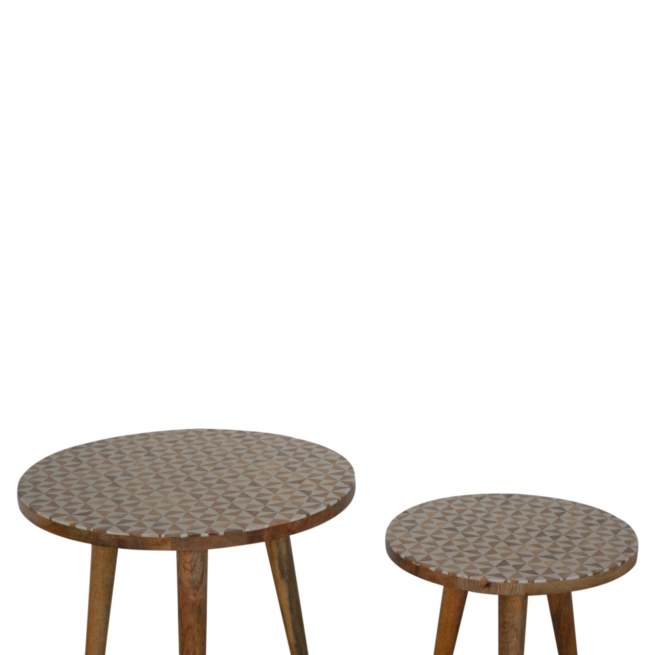 White Pattern Footstool Set of 2 - Luxe Home Comforts