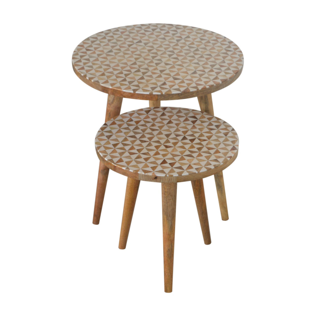 White Pattern Footstool Set of 2 - Luxe Home Comforts